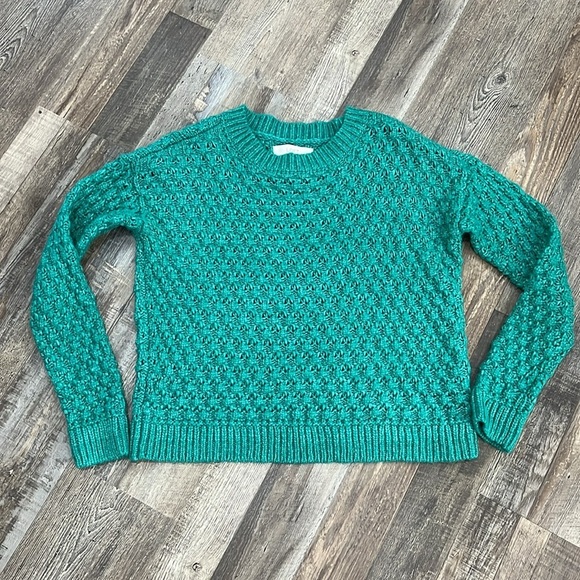 Loft Bobble Stitch Wool Blend Chunky Green Cozy Textured Sweater Sz S Cozycore - Picture 10 of 11